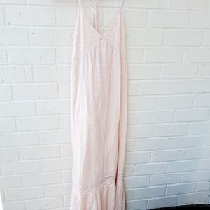 Aerie Maxi Spaghetti Strap Tie V Neck Halter Racer Back Pink Dress SZ:S
